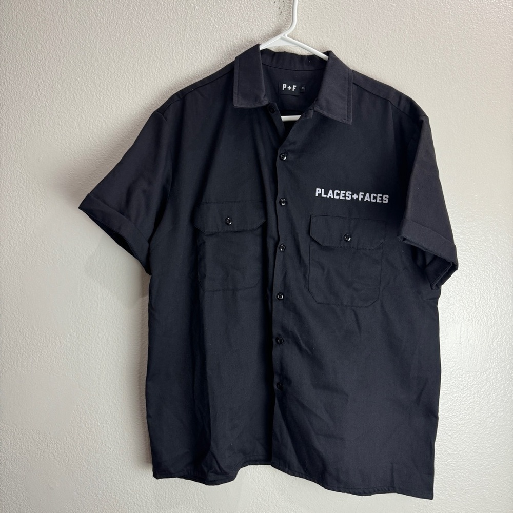 Places Faces Work Shirt Button Up Size Small